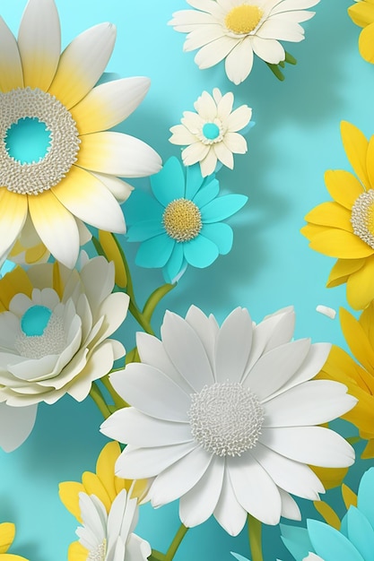 Simple 3D Flowers Background
