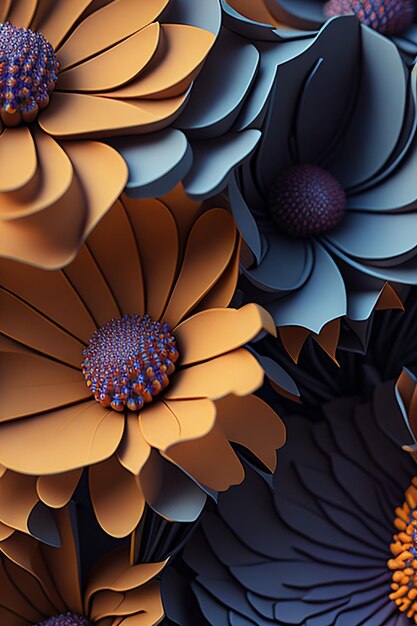 Simple 3D Flowers Background