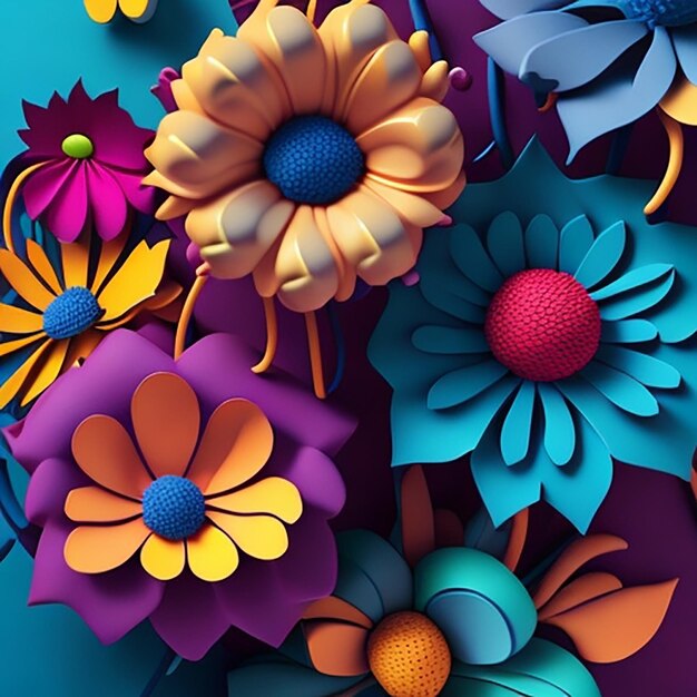 Simple 3d flowers background