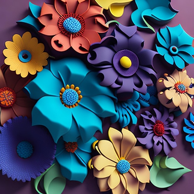 Simple 3D Flowers Background