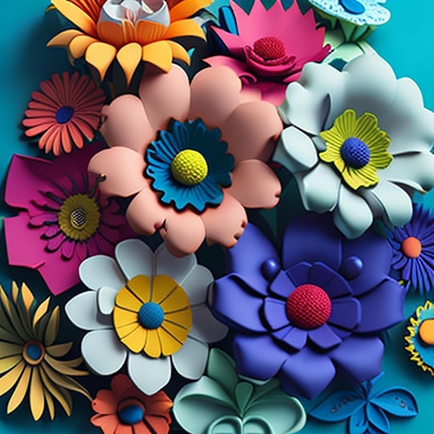 Simple 3D Flowers Background