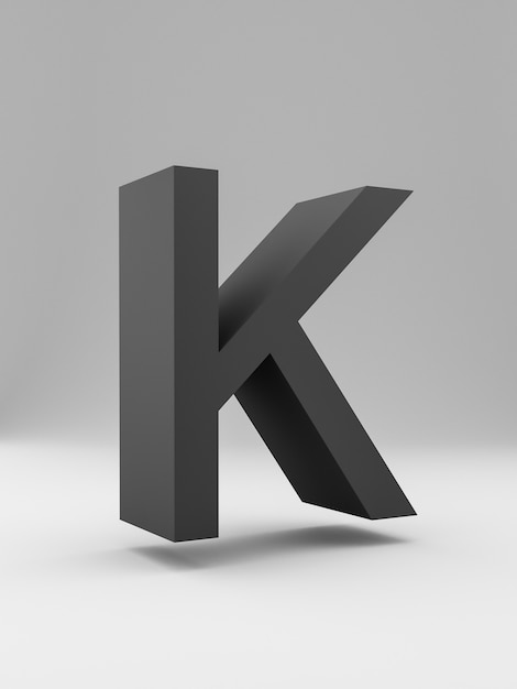 Simple 3d letter. bold. Black on gray background.