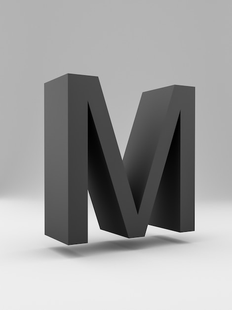 Simple 3d letter. bold. Black on gray background.