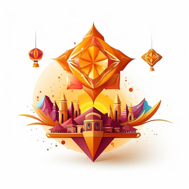 Simple 3D Makar Sankranti logo