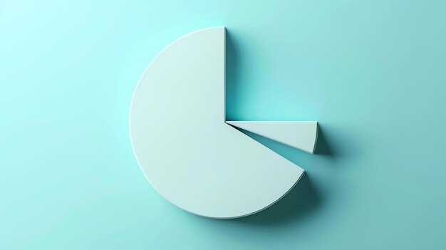 A simple 3D pie chart on a blue background The pie chart is divided into two slices