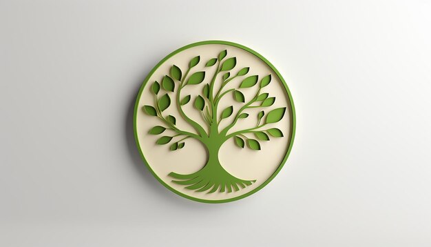 Simple 3d render logo for personal and enterprise sustainability and ecology agency white backgroun