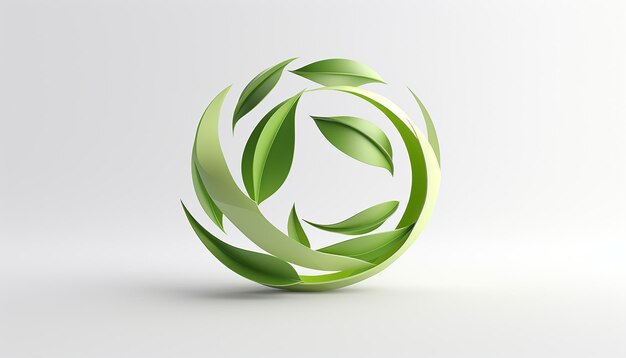 Simple 3d render logo for personal and enterprise sustainability and ecology agency white backgroun