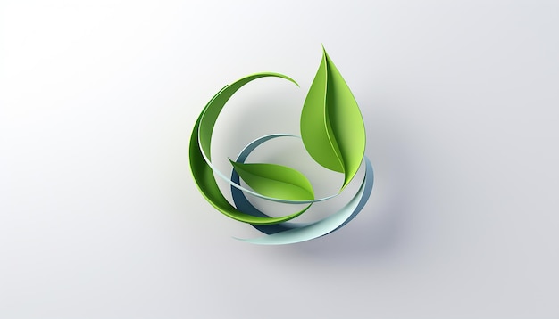 Photo simple 3d render logo for personal and enterprise sustainability and ecology agency white backgroun