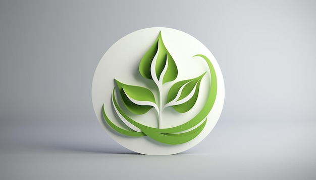 Simple 3d render logo for personal and enterprise sustainability and ecology agency white backgroun