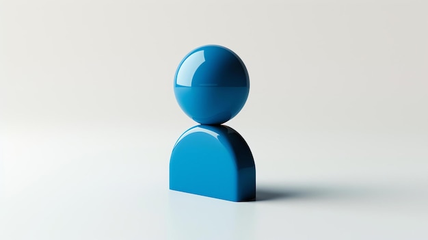 A simple 3D rendering of a blue user icon on a white background The icon is made of two parts a head and a body