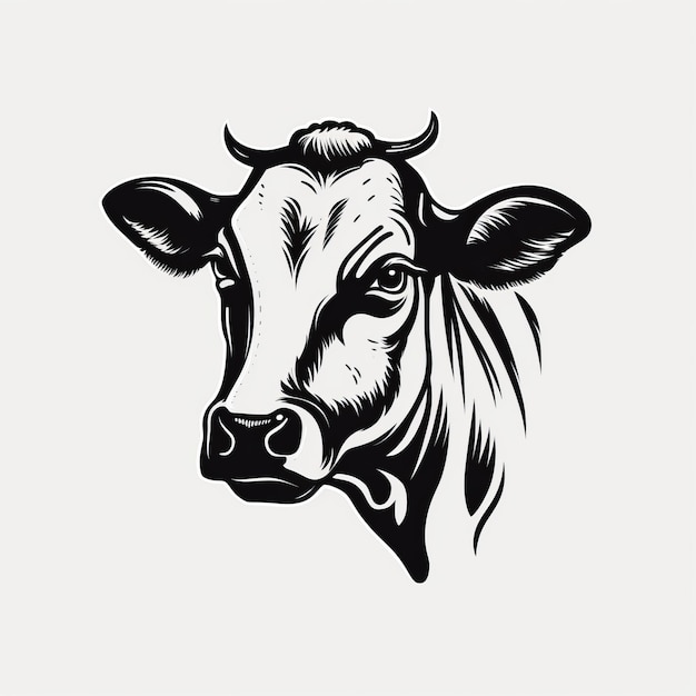 Simple Abstract Cow Illustration Minimalist Black And White Tattoo