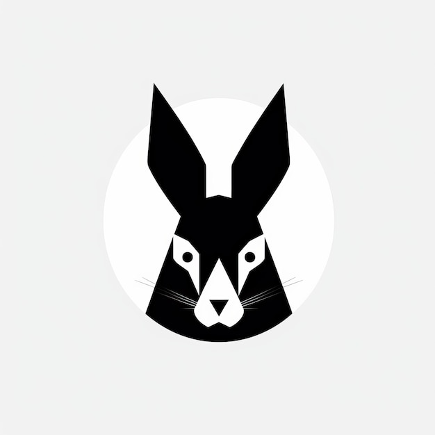 Simple Abstract Rabbit Illustration Minimalist Black and White Tattoo