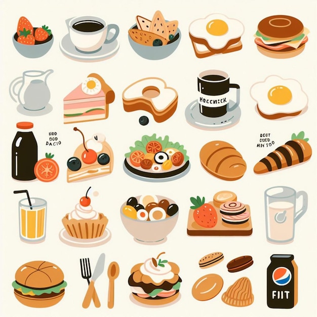 Simple aesthetic food graphic elements