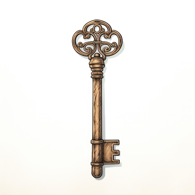 Simple Ancient Key Minimalistic Drawing AI Generated