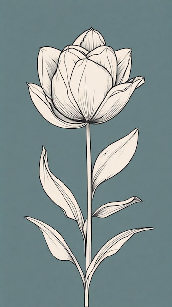 Фото Простая и минимальная линия искусства дизайн цветов тюльпанов