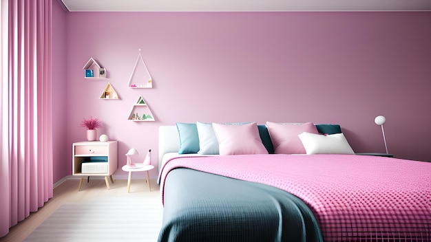 Simple art pink room Ai