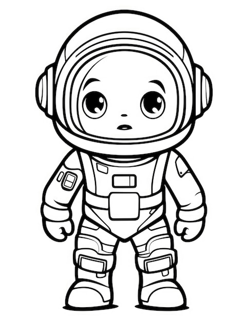 Photo simple astronaut coloring page for kids with only basic outlines a simple style black lines