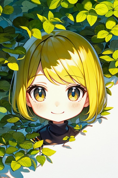 Simple background cartoon anime style girl avatar character drawing