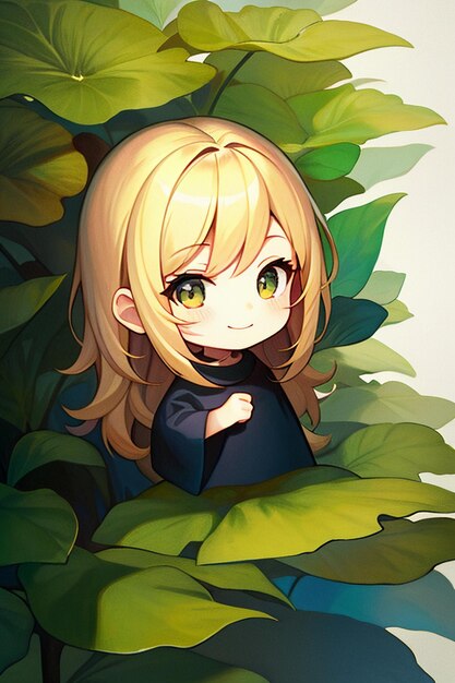 Simple background cartoon anime style girl avatar character drawing