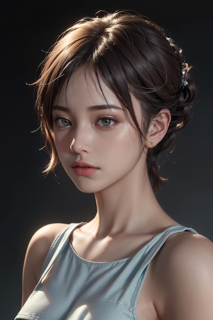 シンプルな背景の女の子の肖像画