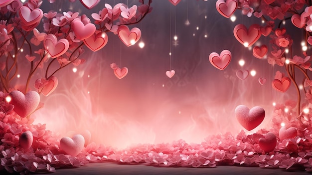 Простой фон в розовых обоях открыток ко Дню святого Валентина Генеративный AI
