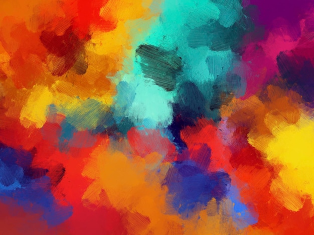 Simple background with colorful oil paint brushes