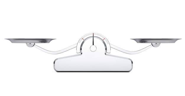 Photo simple balance scale on a white background. 3d rendering