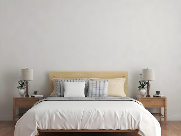 Simple bedroom interior in summer