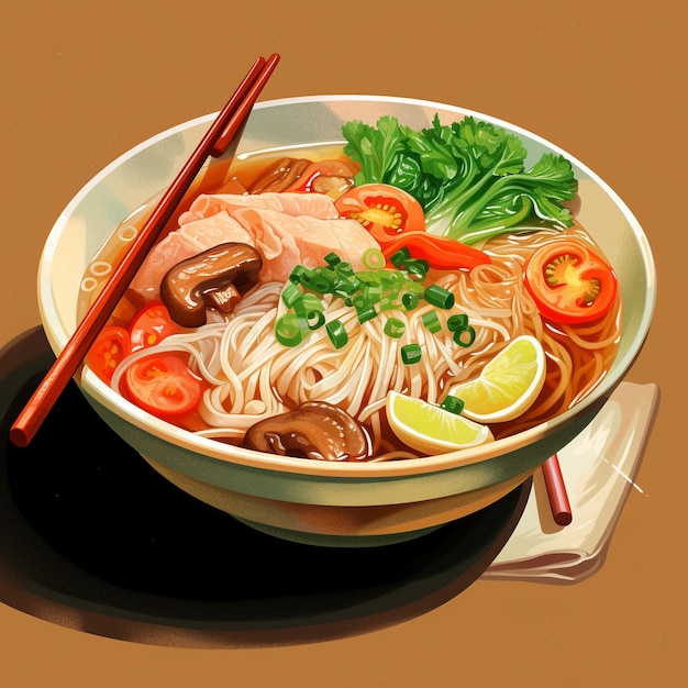 Simple beef noodles illustration