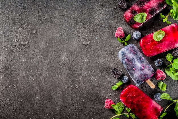 Simple berry ice cream popsicles