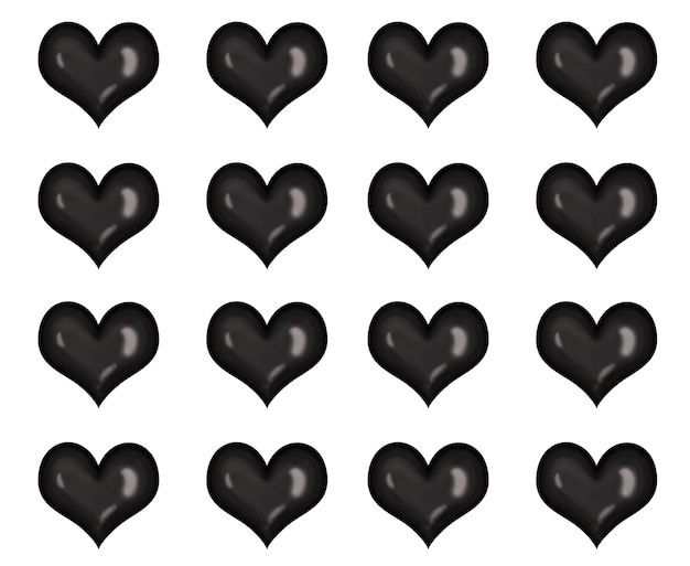 Photo simple black hearts on white pattern