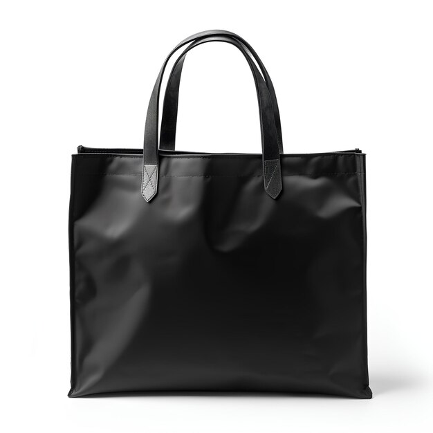 A simple black leather tote bag