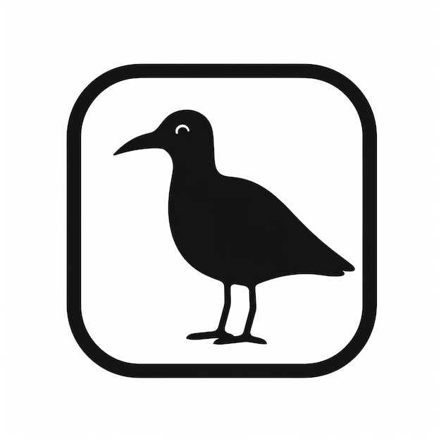 Photo simple black line icon design for seagull