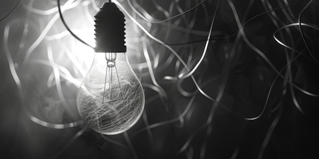 Foto una semplice immagine in bianco e nero di una lampadina adatta a vari progetti di progettazione