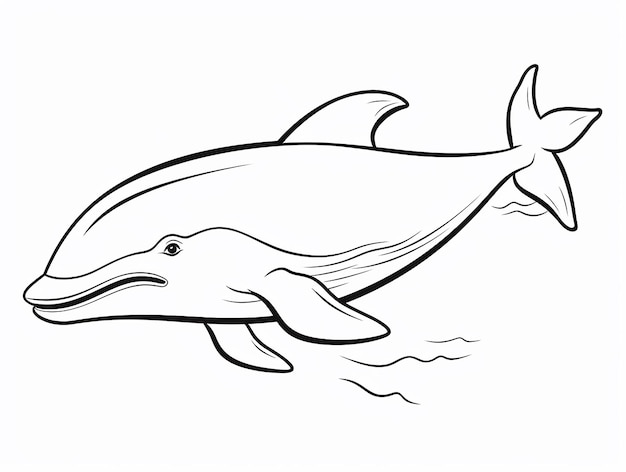 子供のカラーリングブックのためのクジラのシンプルな黒と白のラインアート