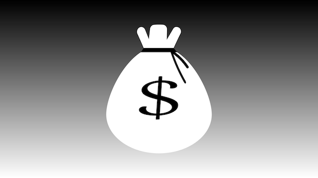 Photo simple black and white money bag with a dollar sign isolated on a gradient background