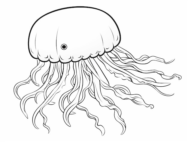 simple blackandwhite line art of a jellyfish designed for childrens coloring activities