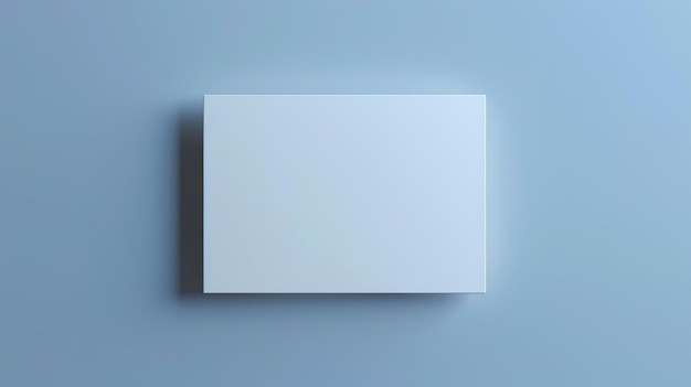 Photo a simple blue background with a white box in the center the box is slightly elevated above the surface and there is a subtle shadow underneath it