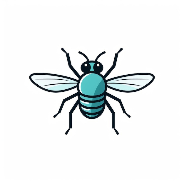 Simple Blue Bee Vector Illustration With Bold Outlines