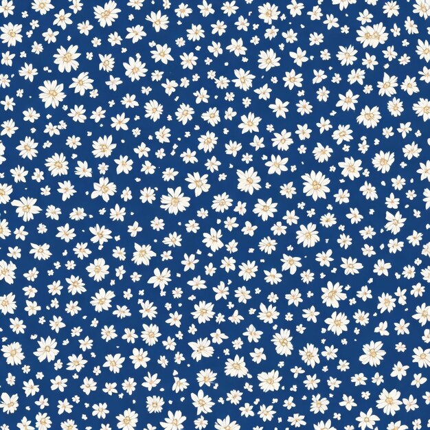 シンプルな青い花のベクトルパターン植物の包装紙深い青色のテキスタイルデザイン自然