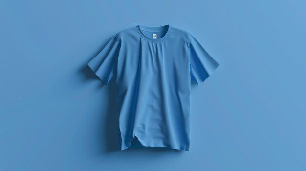 Photo a simple blue tshirt on a blue background the shirt is made of soft cotton and has a relaxed fit