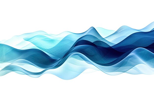 層状の半透明のスタイルのデザインのシンプルな青い波のイラスト