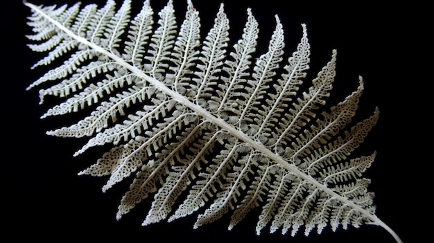 Photo simple bobbin lace fern on dark background