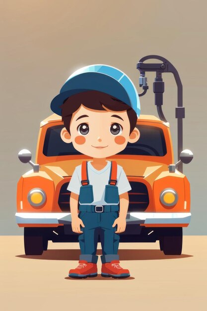 simple Boy cute vector design Mechanic flat