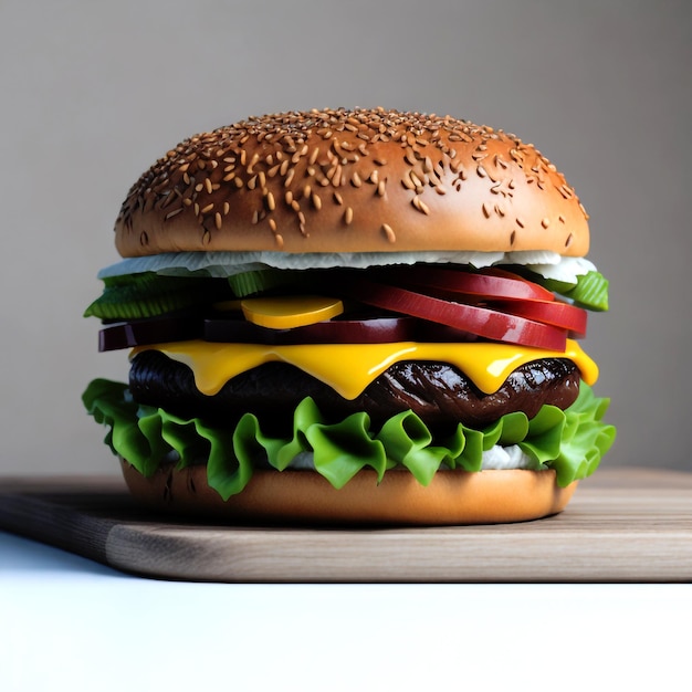 A simple burger on a white background