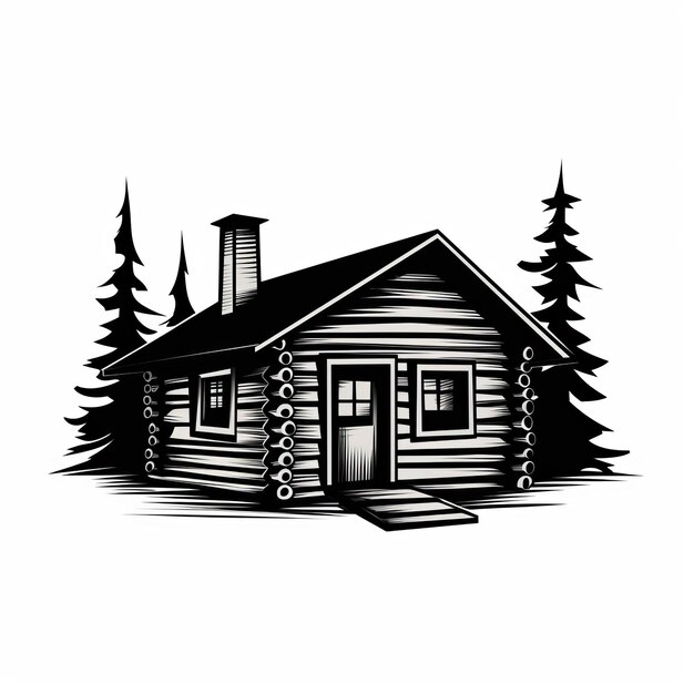 Foto simple cabin bold illustrazione in stile logo in bianco e nero