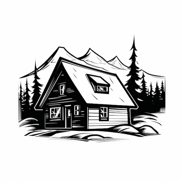 Simple Cabin Bold Black And White Logo Style Vector Art