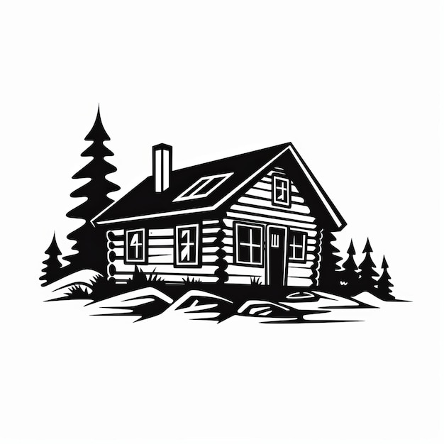 Simple Cabin Bold Black And White Logo Style Vector Art