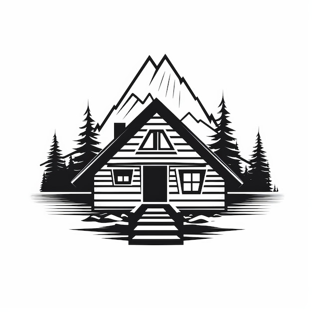 Simple Cabin Bold Zwart-wit Logo Stijl Vector Kunst