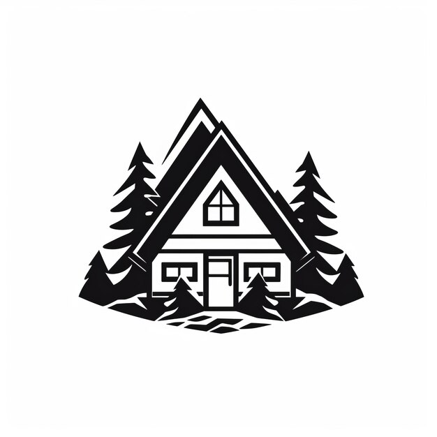 Photo simple cabin logo graphic black and white art for advertising